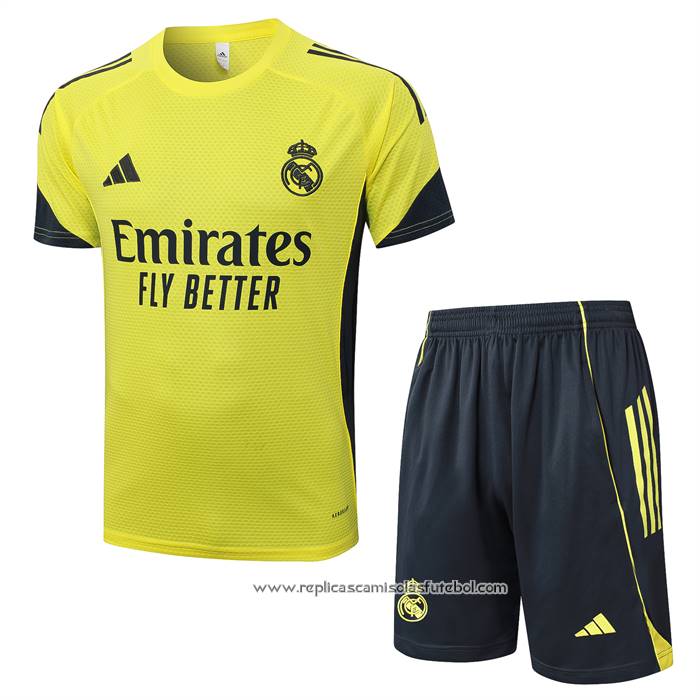 Fato de Treino Real Madrid 2025-2026 Manga Curta Amarelo - Calcas Curta
